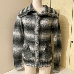 ExOfficio Womens Size Small Cardigan Button Front Sweater  Gray‎ Knit Wool Blend